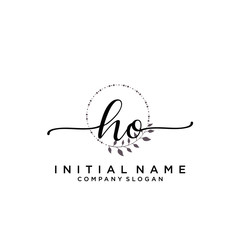 HO Beauty vector initial logo, handwriting logo.