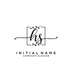 HS Beauty vector initial logo, handwriting logo.