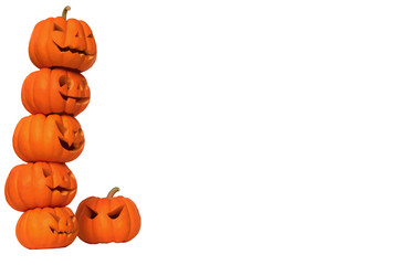scary pumpkin halloween isolated on white background with clipping path.