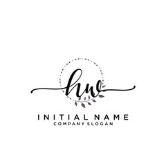 HW Beauty vector initial logo, handwriting logo.