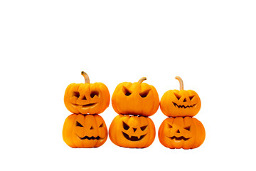 scary pumpkin head halloween isolated on white background