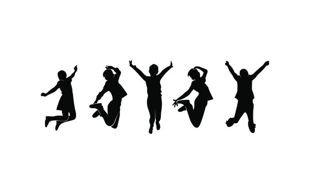 set child jump logo icon design vector