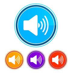 Volume speaker icon flat design round buttons set illustration design