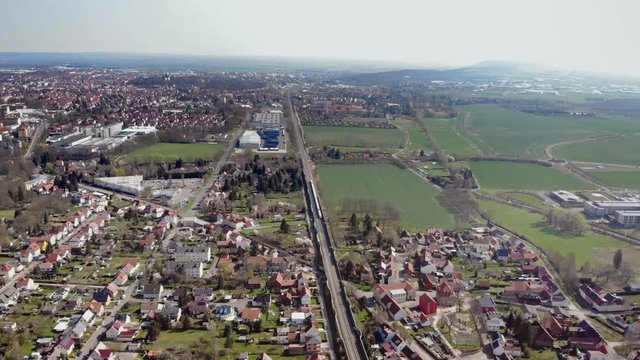 Train goes through german City