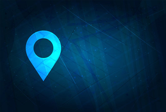 Location pin icon futuristic digital abstract blue background