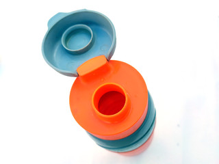 multi colored children cold water bottle isolated on white background