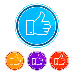 Thumbs up like icon flat design round buttons set illustration design