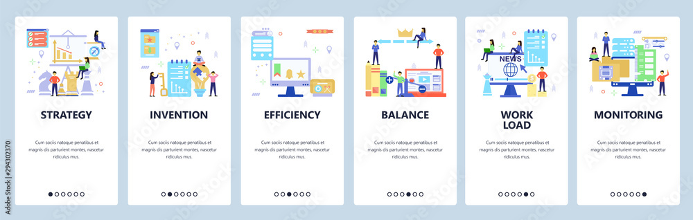 Wall mural website and mobile app onboarding screens vector template