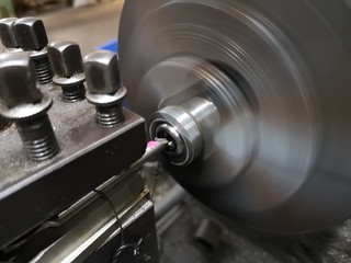 Boring and turning close up