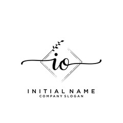 IQ Beauty vector initial logo, handwriting logo.