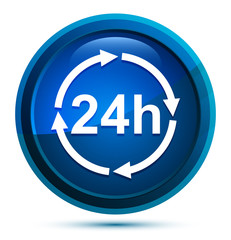 24 hours update icon elegant blue round button illustration