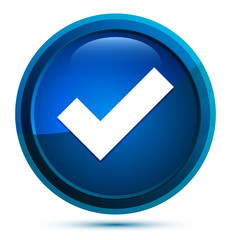 Tick mark icon elegant blue round button illustration