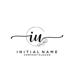 IU Beauty vector initial logo, handwriting logo.