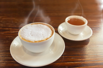 latte coffee with tea cup