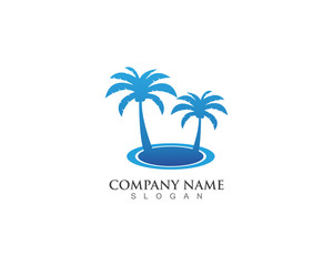 Palm logo tree template and vector illustration