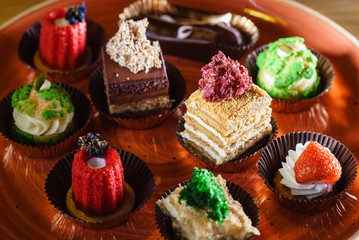 french pastries on the Christmas catering table