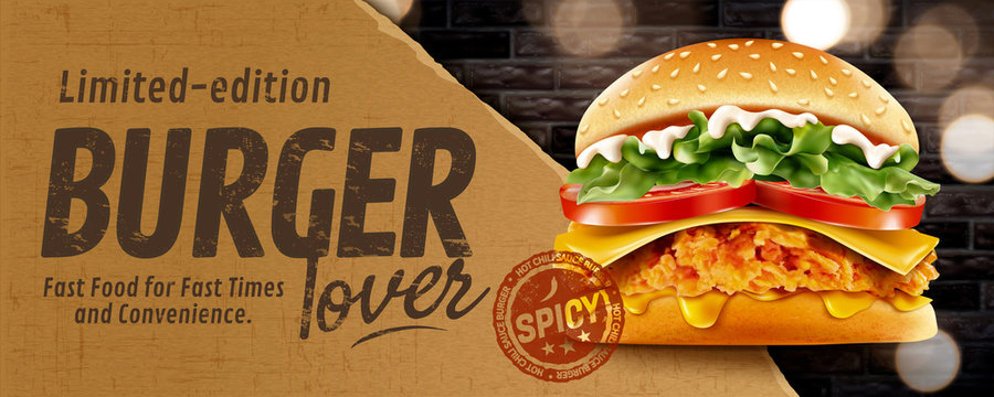 Fried chicken burger banner ads