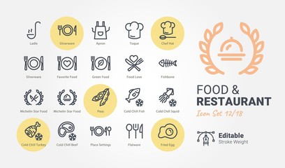 Food & Restaurant vector icon collection - obrazy, fototapety, plakaty