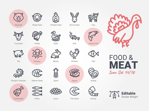 Food & Meat vector icon collection