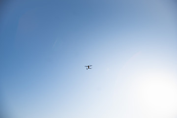 a drone flying sky in the morning 