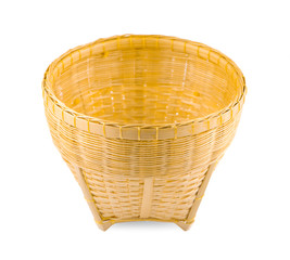 basket made from bamboo on a white background