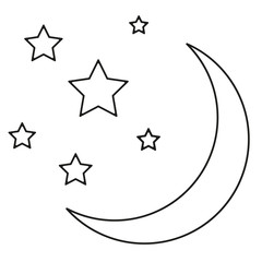 Monochrome moon with stars on white. Abstract web icon