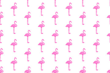 Seamless abstract wallpaper with flamingos. Hand drawn cartoon birds. Print for polygraphy, shirts and textiles. Cute texture. Pattern for design