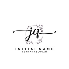 JQ Beauty vector initial logo, handwriting logo.