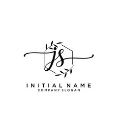 JS Beauty vector initial logo, handwriting logo.