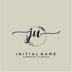 JU Beauty vector initial logo, handwriting logo.