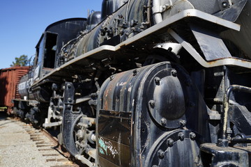Fototapeta na wymiar Old Train engine cabooz connector train signs