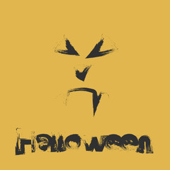 Spooky design for Halloween. Font and scary face in Halloween style. Stylish design in a dark style for printing on clothes and items.