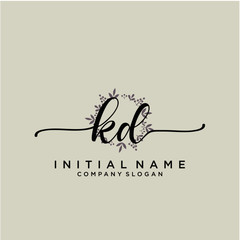 KD Beauty vector initial logo, handwriting logo.