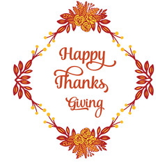 Design element for card thanksgiving, with art of vintage autumn leaf flower frame. Vector