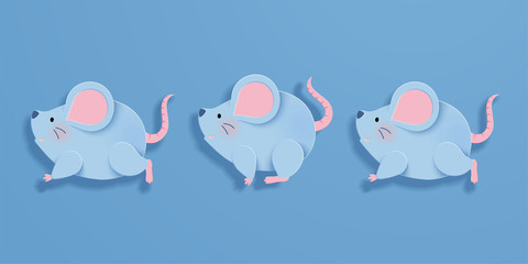 Lovely paper art running mouse