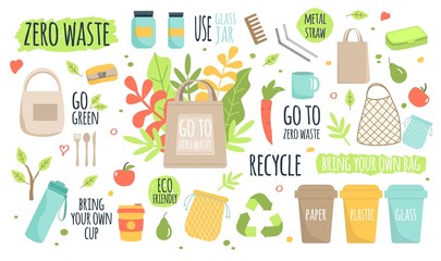 Zero waste recycle ecology protection vector illustration.