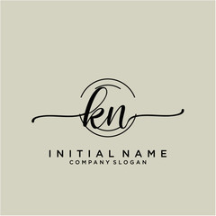 KN Beauty vector initial logo, handwriting logo.