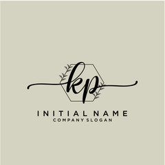 KP Beauty vector initial logo, handwriting logo.