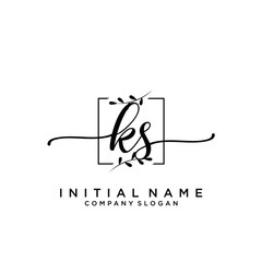 KS Beauty vector initial logo, handwriting logo.