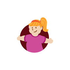Happy cute girl welcoming design template