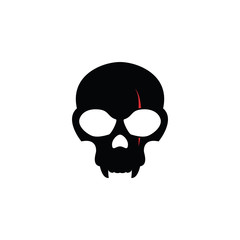 Black skull with facial wound design template