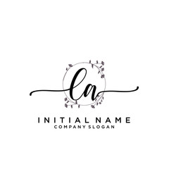 LA Beauty vector initial logo, handwriting logo.