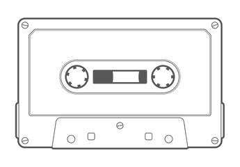 Vector line old compact audio cassettes. Isolated on white background