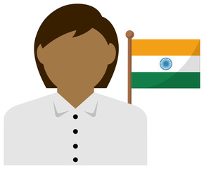 Faceless business woman with national flags / India. Flat vector illustration. 