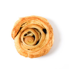 Bread Denis with Chocolate chips isolated on white background.