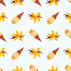 Packaging for ice cream. Seamless background. Vector illustration for web design or print.
