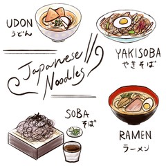 Japanese Noodles with Japanese Calligraphy / manga color