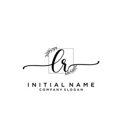 LR Beauty vector initial logo, handwriting logo.