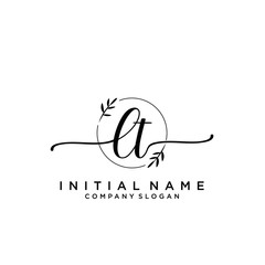 LT Beauty vector initial logo, handwriting logo.
