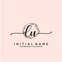 LU Beauty vector initial logo, handwriting logo.